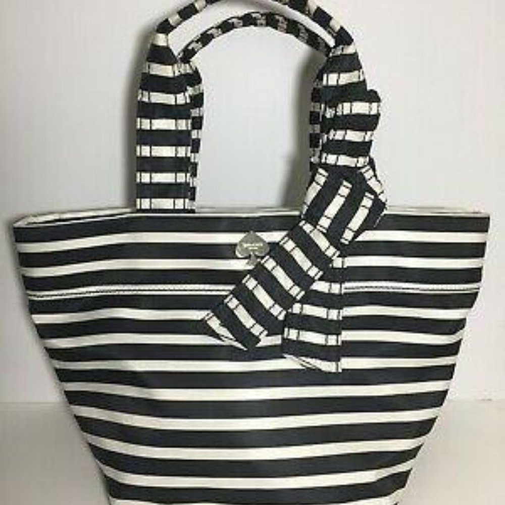 Kate Spade Flatiron Hana Handbag Black White Striped Pockets